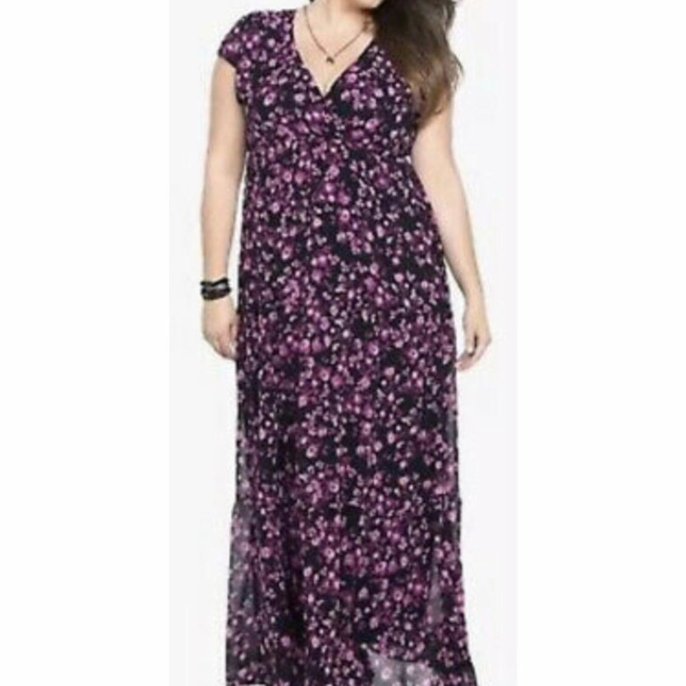 Torrid 1 Sheer Lined Ruffle Plus Maxi Dress